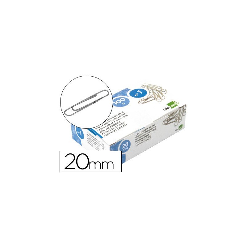 CLIPS LIDERPAPEL N¼1 LABIADOS 20 MM CAJA DE 100 UNIDADES