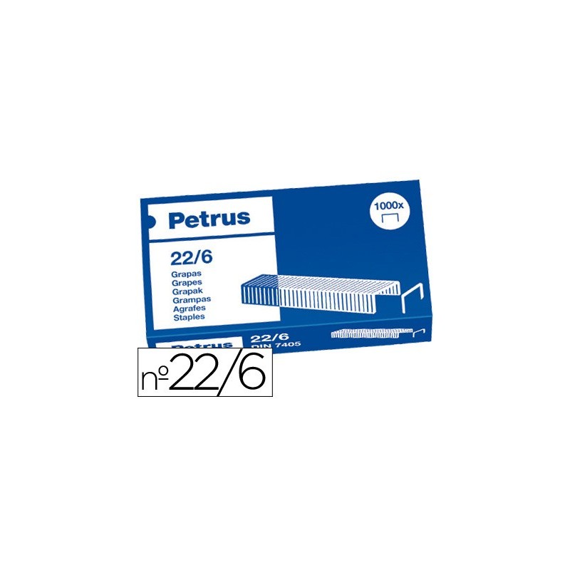GRAPAS PETRUS N¼ 22/6 COBREADAS CAJA DE 1000 UNIDADES