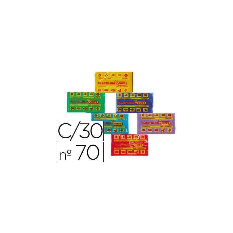 PLASTILINA JOVI 70 TAMAO PEQUEO CAJA DE 30 UNIDADES COLORES SURTIDOS