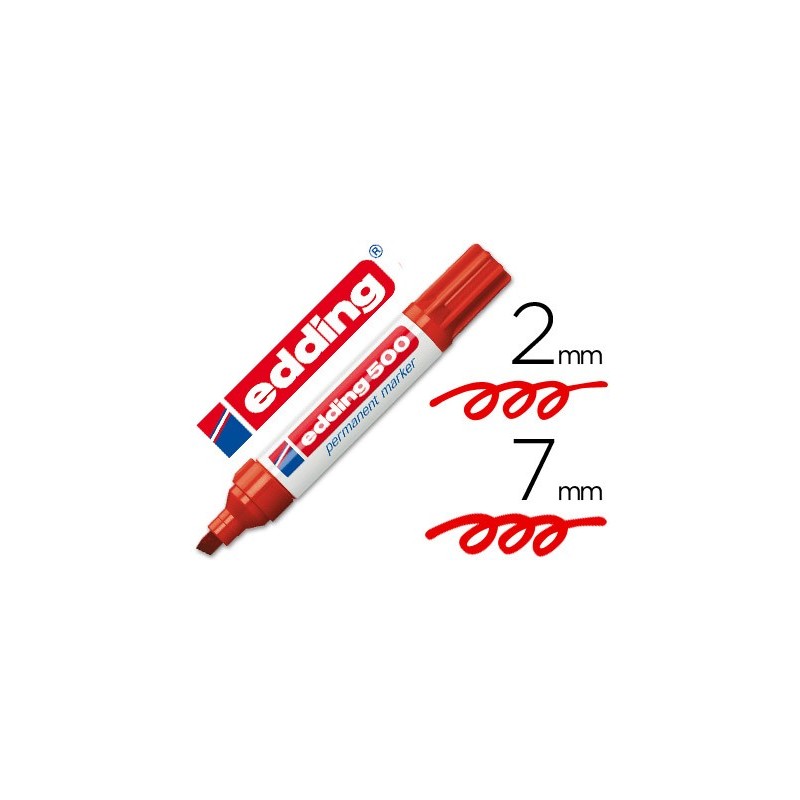 ROTULADOR EDDING MARCADOR PERMANENTE 500 ROJO PUNTA BISELADA 7 MM