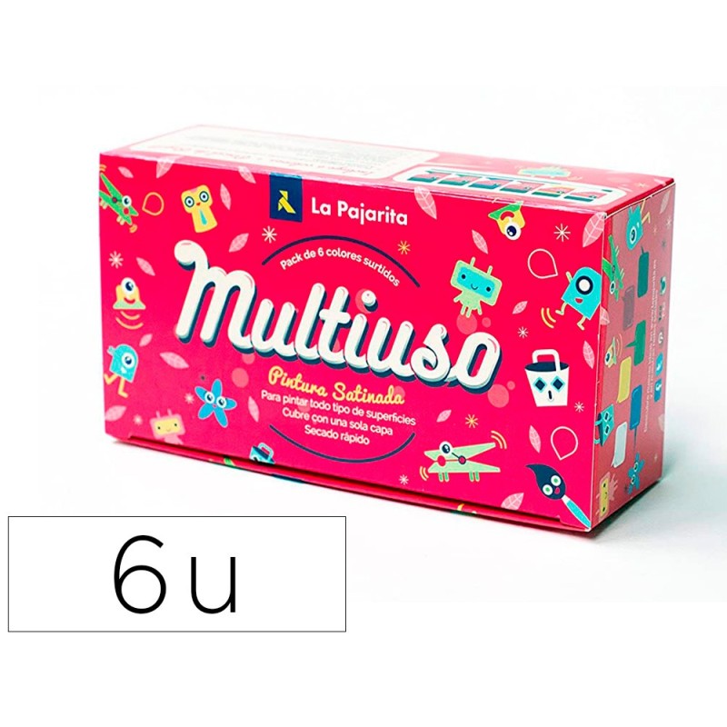 PINTURA LATEX LA PAJARITA SATINADA 35 ML CAJA DE 6 UNIDADES COLORES SURTIDOS