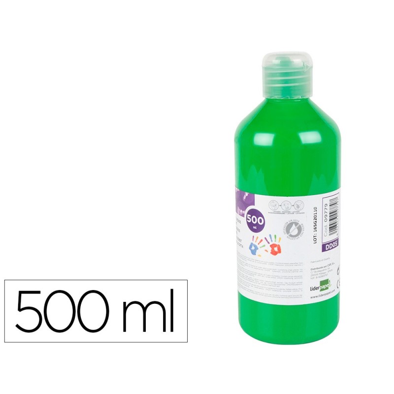 PINTURA DEDOS LIDERPAPEL BOTELLA DE 500 ML VERDE