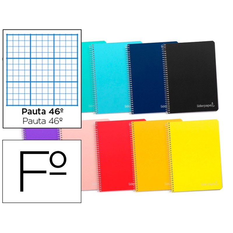 CUADERNO ESPIRAL LIDERPAPEL FOLIO WITTY TAPA DURA 80H 75GR RAYADO N 46 COLORES SURTIDOS