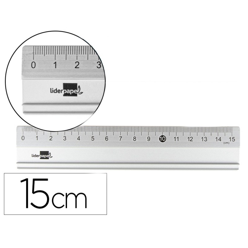 REGLA LIDERPAPEL METALICA ALUMINIO 15 CM