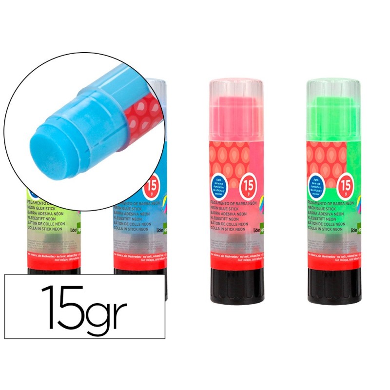 PEGAMENTO LIDERPAPEL EN BARRA 15 GR TRAZO MAGICO COLOR NEON SURTIDO UNIDAD