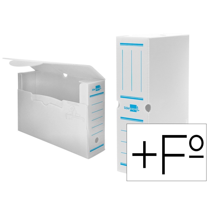 CAJA ARCHIVO DEFINITIVO PLASTICO LIDERPAPEL BLANCO 387X275X105 MM