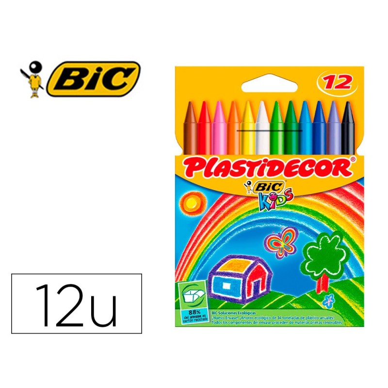 LAPICES CERA PLASTIDECOR CAJA DE 12 COLORES SURTIDOS