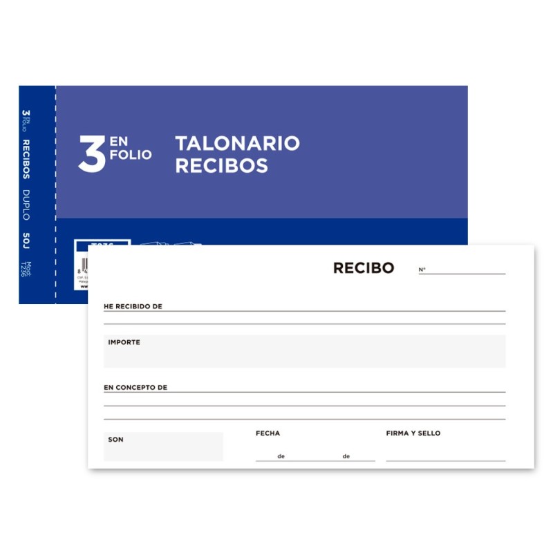 TALONARIO LIDERPAPEL RECIBOS 3/F¼ ORIGINAL Y COPIA T236 SIN MATRIZ