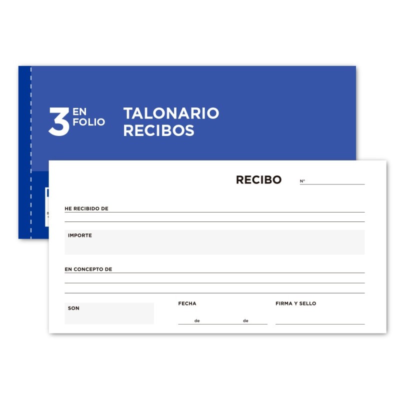 TALONARIO LIDERPAPEL RECIBOS 3/F¼ APAISADO ORIGINAL Y 2 COPIAS SIN MATRIZ