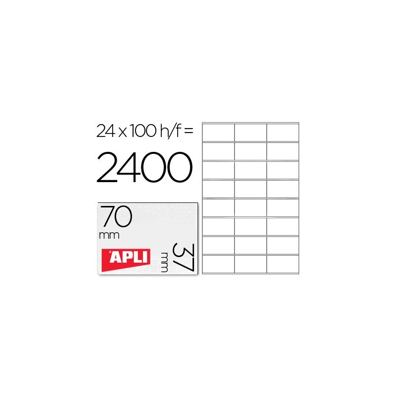 ETIQUETA ADHESIVA APLI 1273 TAMAO 70X37 MM FOTOCOPIADORA LASER INK-JET CAJA CON 100 HOJAS DIN A4
