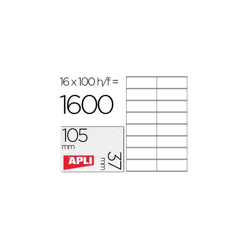 ETIQUETA ADHESIVA APLI 1274 TAMAO 105X37 MM FOTOCOPIADORA LASER INK-JET CAJA CON 100 HOJAS DIN A4
