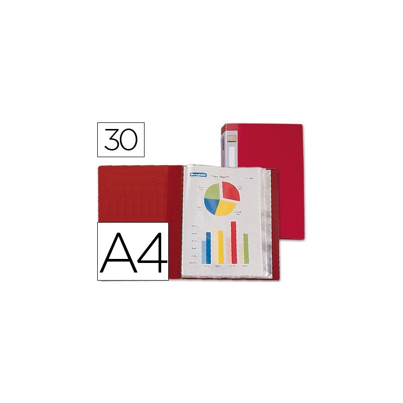 CARPETA LIDERPAPEL PERSONALIZA 37020 30 FUNDAS POLIPROPILENO DIN A4 ROJA LOMO PERSONALIZABLE