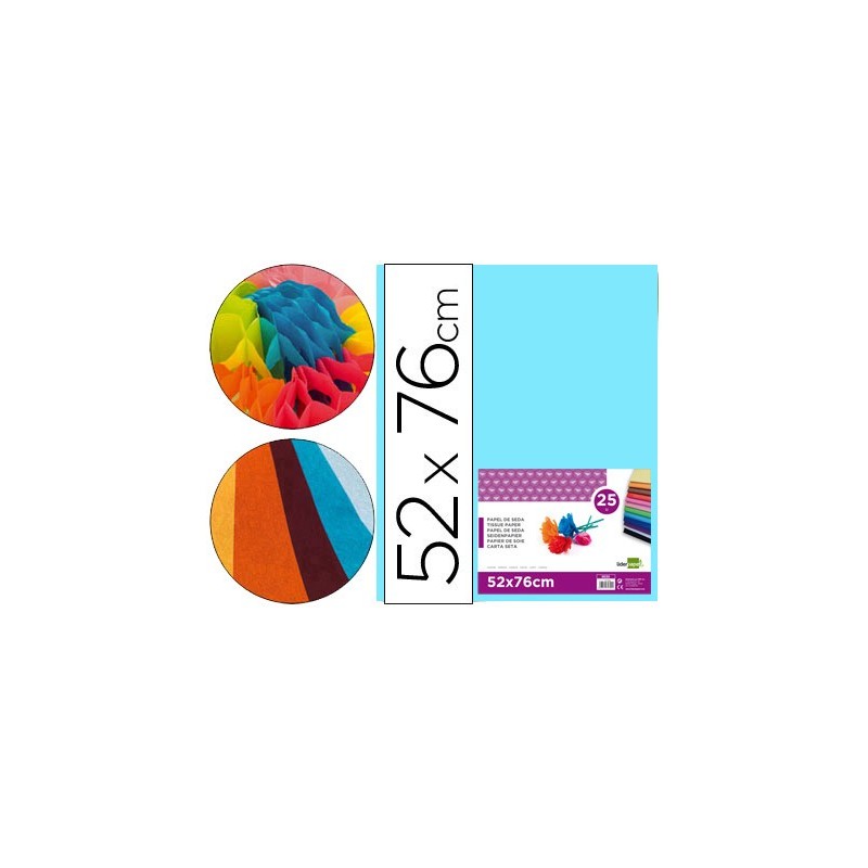 PAPEL SEDA LIDERPAPEL CELESTE 52X76 CM 18 GR -PAQUETE DE 25 HOJAS