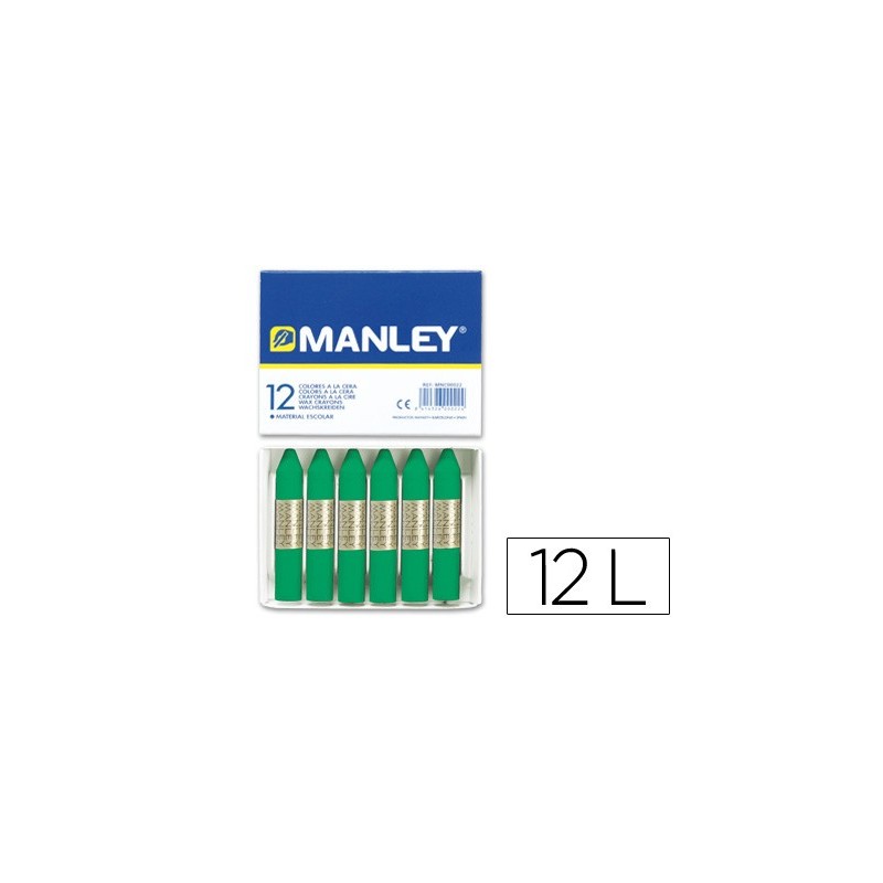 LAPICES CERA MANLEY UNICOLOR VERDE NATURAL N.21 CAJA DE 12 UNIDADES