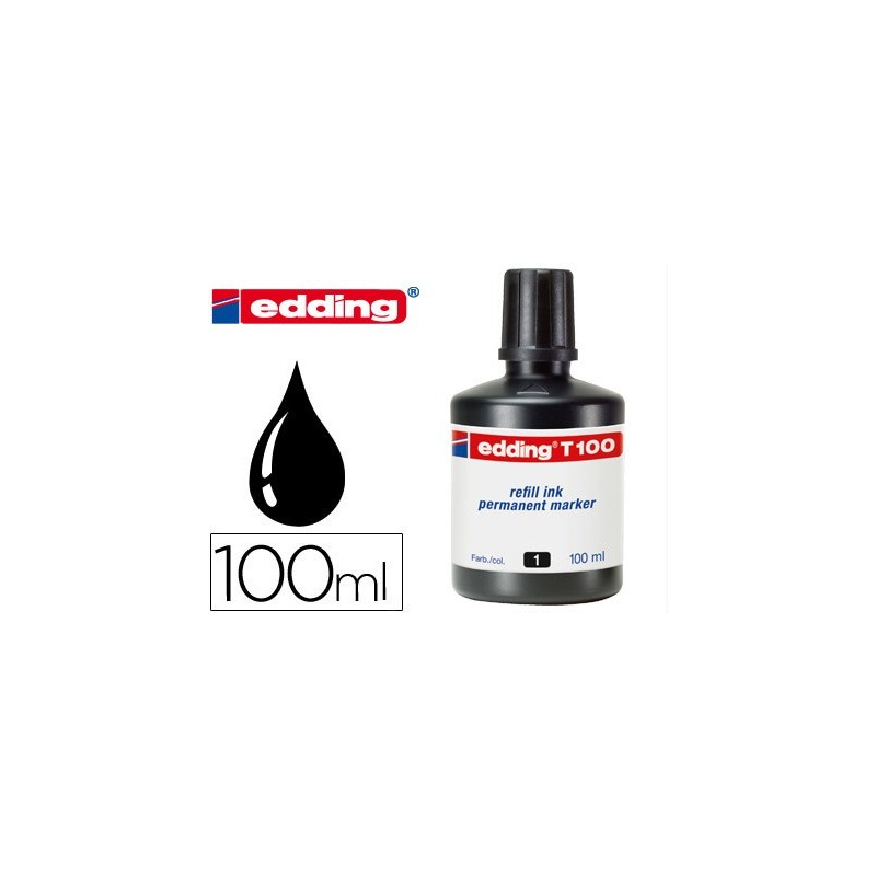 TINTA ROTULADOR EDDING T-100 NEGRO FRASCO DE 100 ML