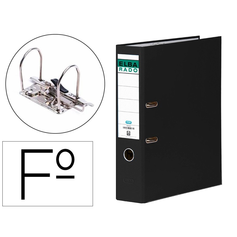 ARCHIVADOR DE PALANCA ELBA CARTON FORRADO FOLIO NEGRO LOMO DE 80 MM RADO CHIC