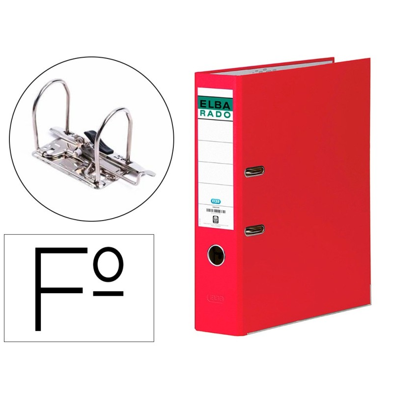 ARCHIVADOR DE PALANCA ELBA CARTON FORRADO FOLIO ROJO LOMO DE 80 MM RADO CHIC