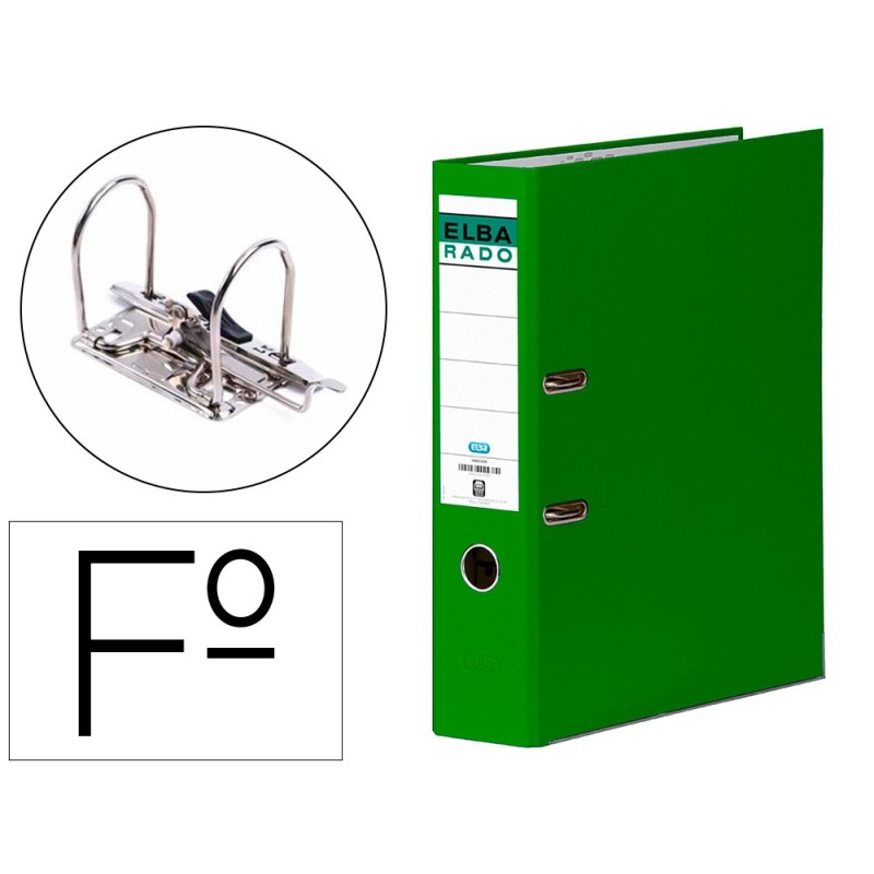 ARCHIVADOR DE PALANCA ELBA CARTON FORRADO FOLIO VERDE LOMO DE 80 MM RADO CHIC
