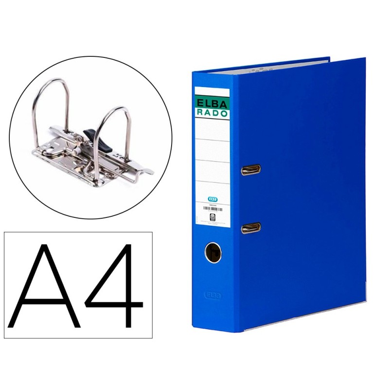 ARCHIVADOR DE PALANCA ELBA CARTON FORRADO DIN A4 AZUL LOMO DE 80 MM RADO CHIC