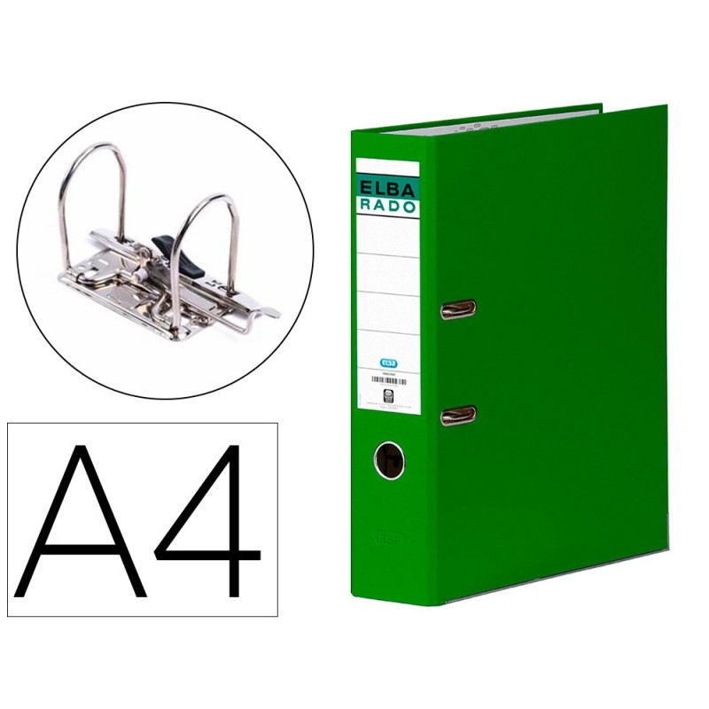 ARCHIVADOR DE PALANCA ELBA CARTON FORRADO DIN A4 VERDE LOMO DE 80 MM RADO CHIC