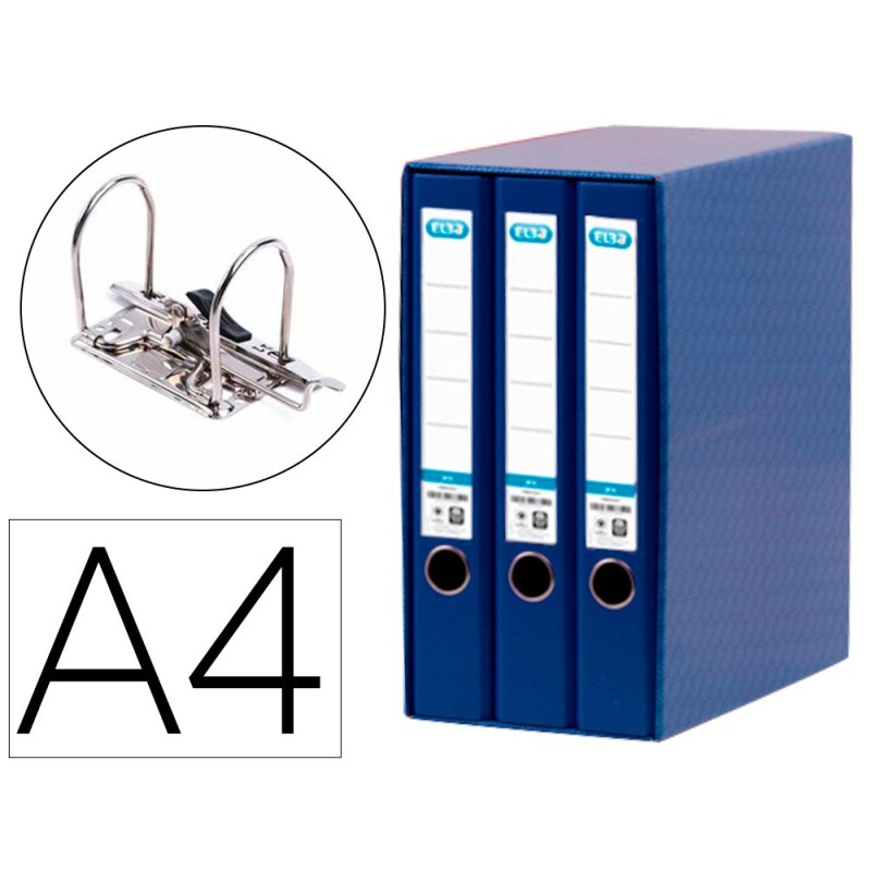 MODULO ELBA 3 RCHIVADORES DE PALANCA DIN A4 2 ANILLAS AZUL LOMO DE 50 MM