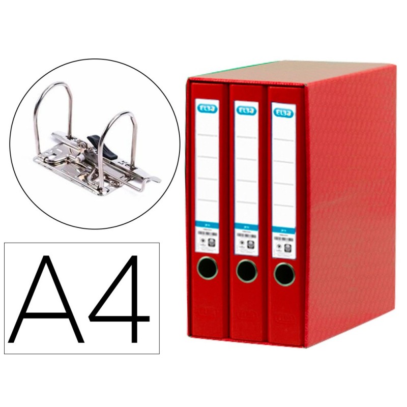 MODULO ELBA 3 ARCHIVADORES DE PALANCA DIN A4 2 ANILLAS ROJO LOMO DE 50 MM