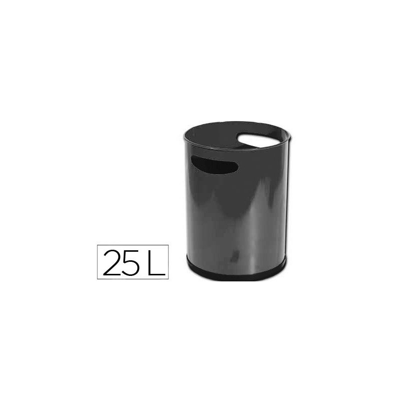 PAPELERA METALICA CON ASAS 111 NEGRA 30X25 CM