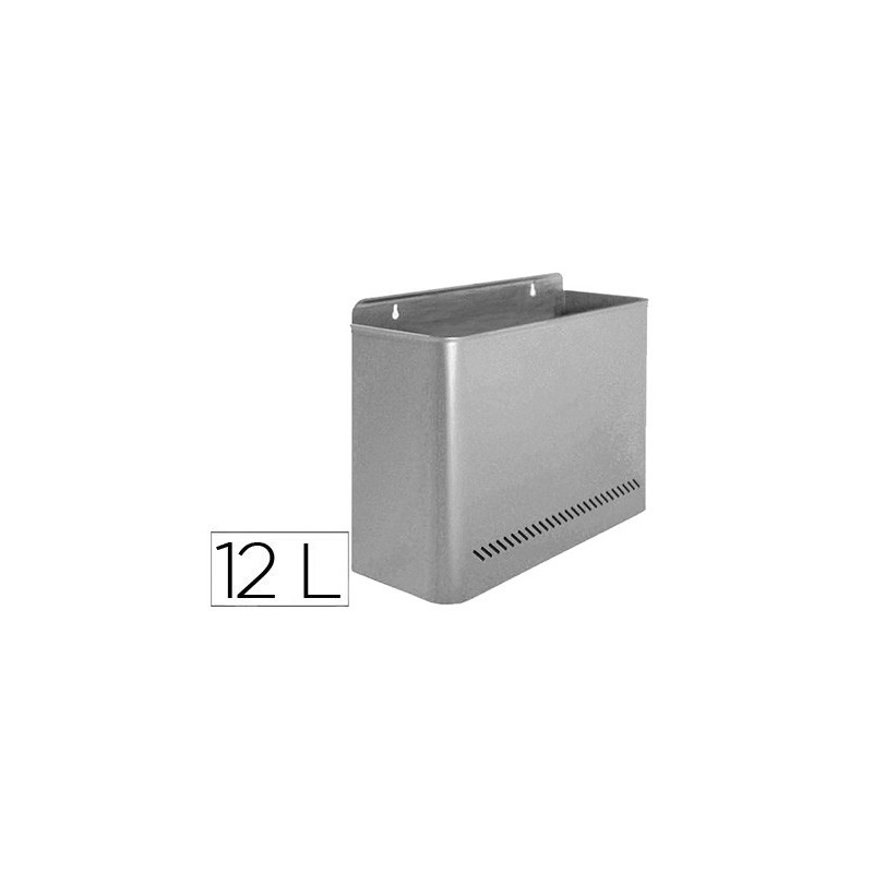 PAPELERA METALICA 99 DE PARED GRIS 285X125X325 MM