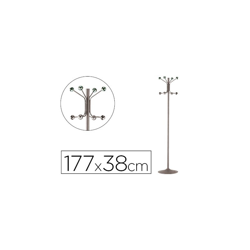 PERCHERO METALICO PIE 8 COLGADORES COLOR GRIS 177X38 CM