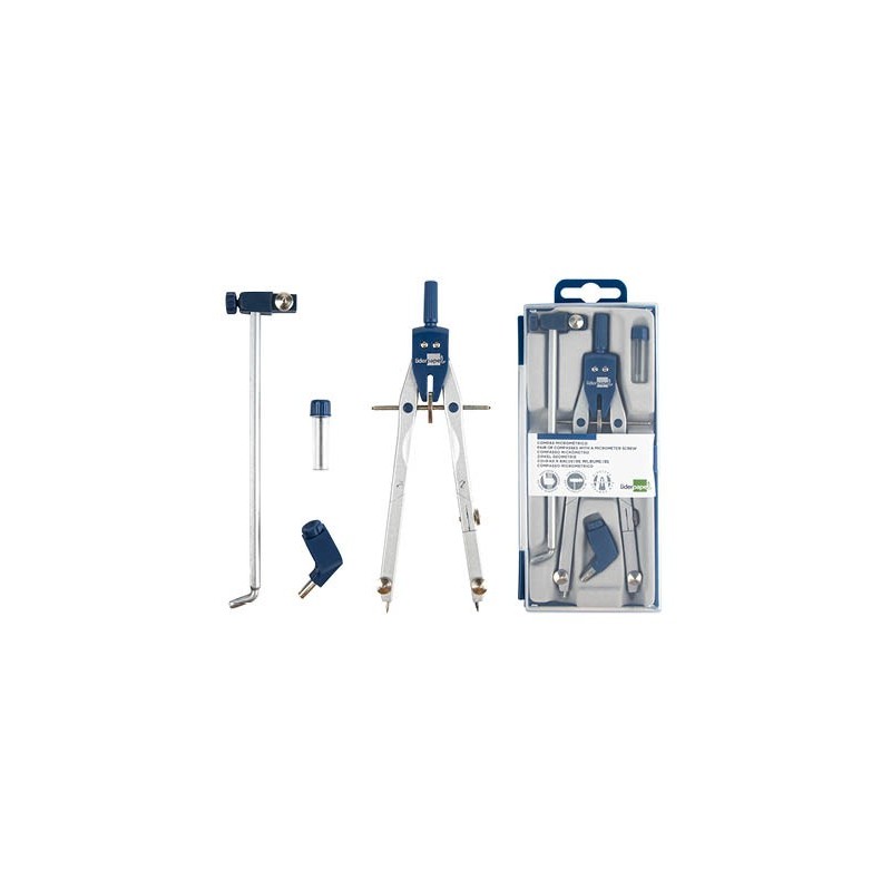 COMPAS LIDERPAPEL MICROMETRICO BK-304 CON ADAPTADOR Y ALARGADERA