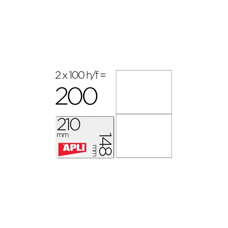 ETIQUETA ADHESIVA APLI 1264 TAMAO 210X148 MM -FOTOCOPIADORA LASER INK-JET -CAJA CON 100 HOJAS DIN A4