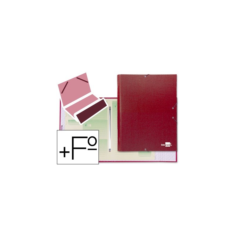CARPETA CLASIFICADORA LIDERPAPEL 12 DEPARTAMENTOS FOLIO PROLONGADO CARTON FORRADO ROJA
