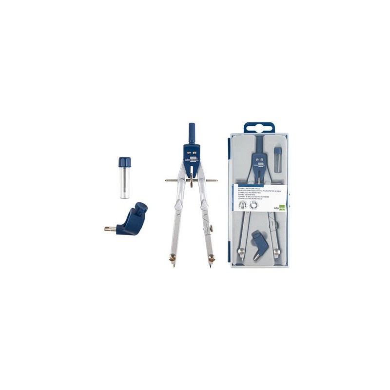 COMPAS LIDERPAPEL MICROMETRICO CON BIGOTERA RAPIDA Y ADAPTADOR
