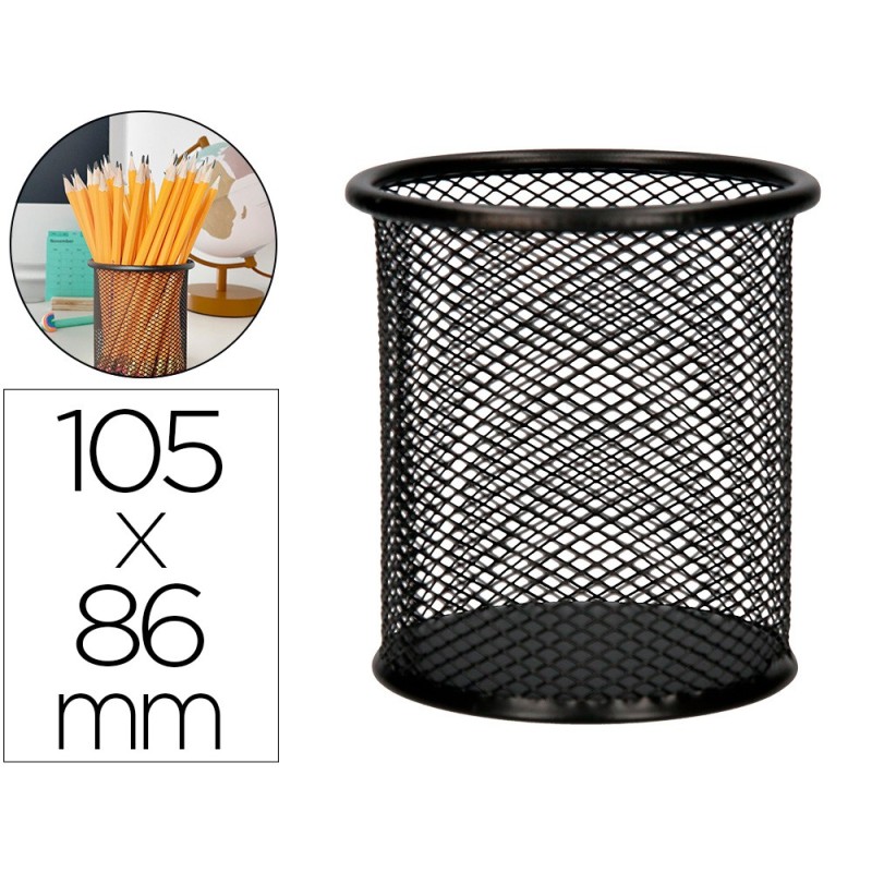 CUBILETE PORTALAPICES Q-CONNECT METAL REJILLA DIAMETRO 86 MM ALTURA 105 MM NEGRO