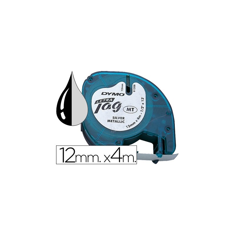 CINTA DYMO METALIZADA 12MMX4MT -NEGRO/PLATA PARA LETRATAG
