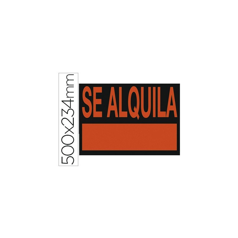 CARTEL PLASTICO "SE ALQUILA" ROJO FLUORESCENTE -500X234 MM