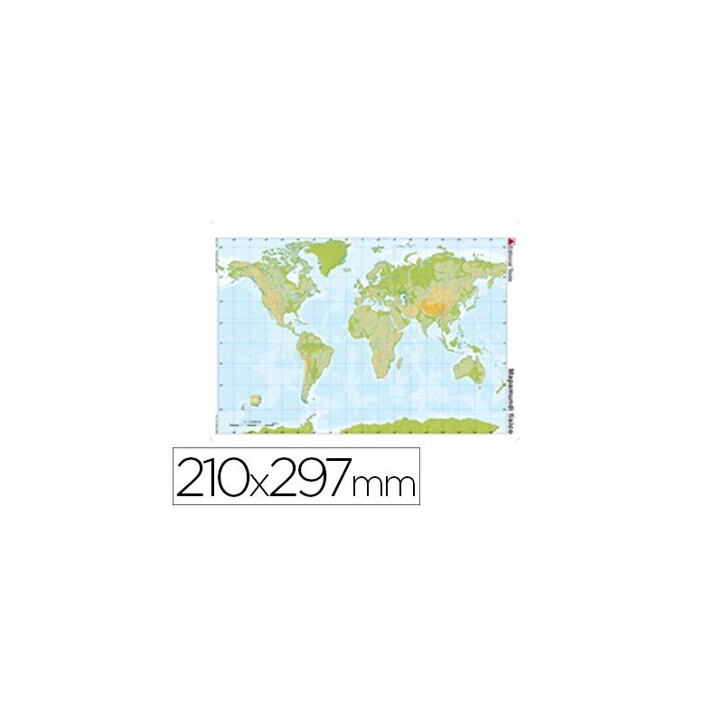 MAPA MUDO COLOR DIN A4 PLANISFERIO FISICO