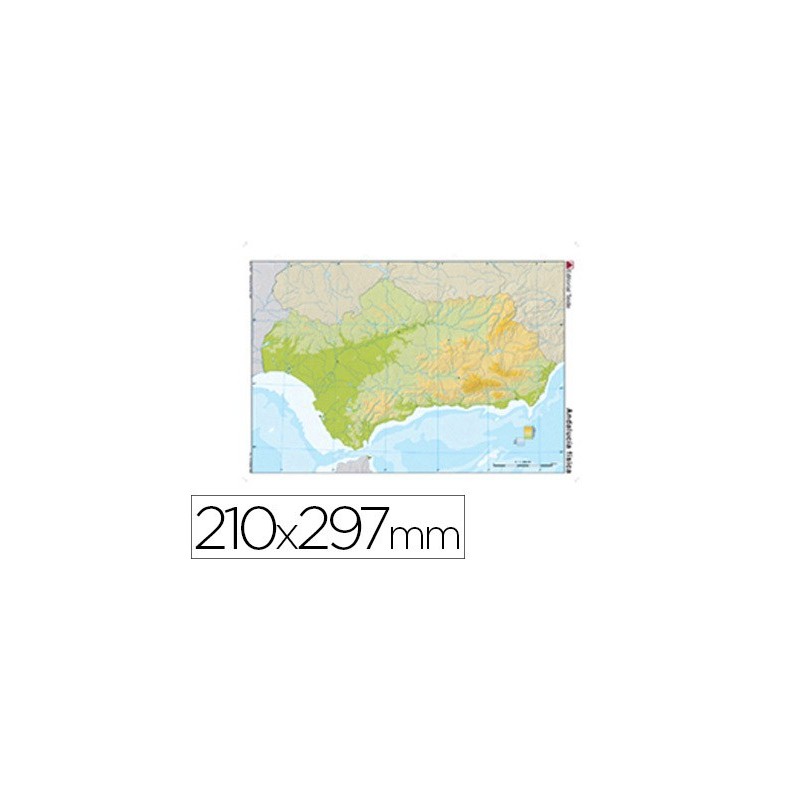 MAPA MUDO COLOR DIN A4 ANDALUCIA FISICO