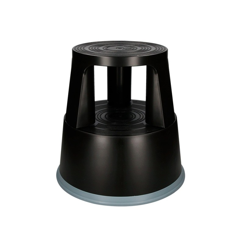 TABURETE Q-CONNECT RUEDAS RETRACTILES TRES RUEDAS DOS NIVELES COLOR NEGRO