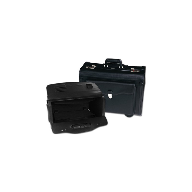 MALETIN ATACHE PILOTO Q-CONNECT NEGRO CON ASA EXTENSIBLE RUEDAS Y CERRADURA CON COMBINACION 490X350X225 MM
