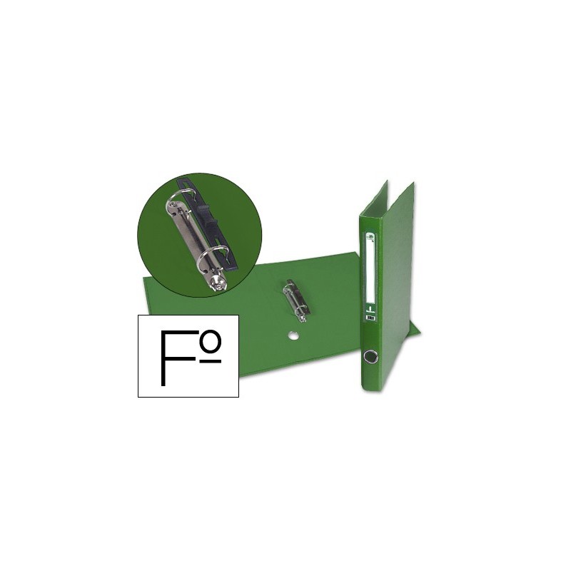 CARPETA DE 2 ANILLAS 25MM MIXT AS LIDERPAPEL FOLIO FORRADO PAPERCOAT CON OLLAO Y TARJETERO COMPRESOR PLASTICO VERDE