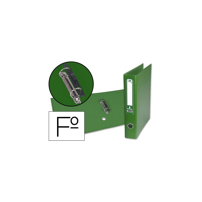 CARPETA DE 2 ANILLAS 40MM MIXT AS LIDERPAPEL FOLIO FORRADO PAPERCOAT CON OLLAO Y TARJETERO COMPRESOR PLASTICO VERDE