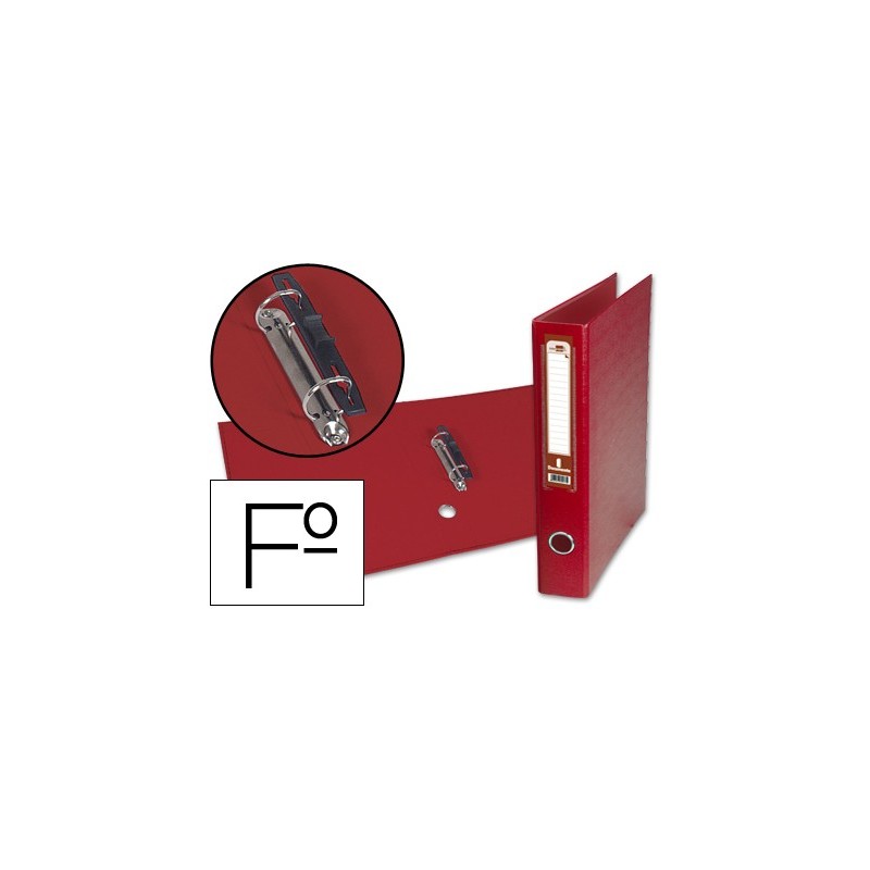 CARPETA DE 2 ANILLAS 40MM MIXT AS LIDERPAPEL FOLIO FORRADO PAPERCOAT CON OLLAO Y TARJETERO COMPRESOR PLASTICO ROJO