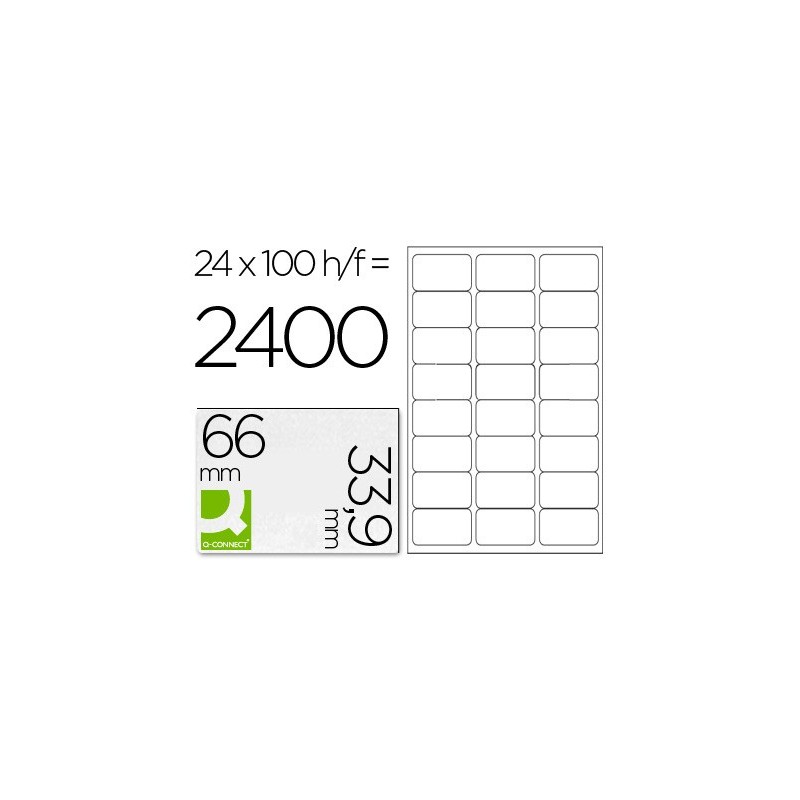 ETIQUETA ADHESIVA Q-CONNECT KF10639 TAMAO 66X33,9 MM FOTOCOPIADORA LASER INK-JET CAJA CON 100 HOJAS DIN A4