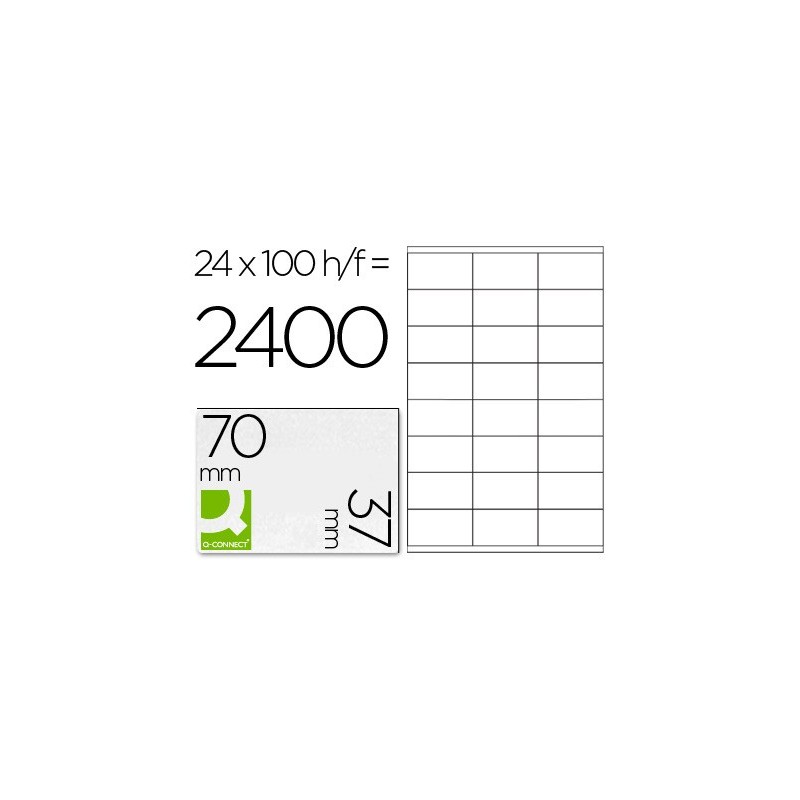ETIQUETA ADHESIVA Q-CONNECT KF10647 TAMAO 70X37 MM FOTOCOPIADORA LASER INK-JET CAJA CON 100 HOJAS DIN A4