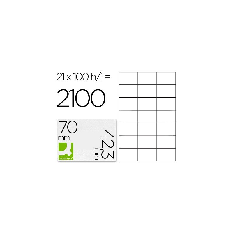 ETIQUETA ADHESIVA Q-CONNECT KF10649 -TAMAO 70X42,3 MM FOTOCOPIADORA LASER INK-JET CAJA CON 100 HOJAS DIN A4
