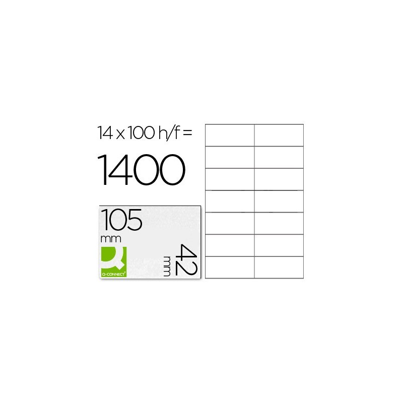 ETIQUETA ADHESIVA Q-CONNECT KF10655 TAMAO 105X42 MM FOTOCOPIADORA LASER INK-JET CAJA CON 100 HOJAS DIN A4
