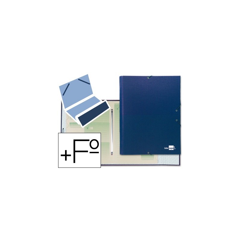 CARPETA CLASIFICADORA LIDERPAPEL 12 DEPARTAMENTOS FOLIO PROLONGADO CARTON FORRADO AZUL