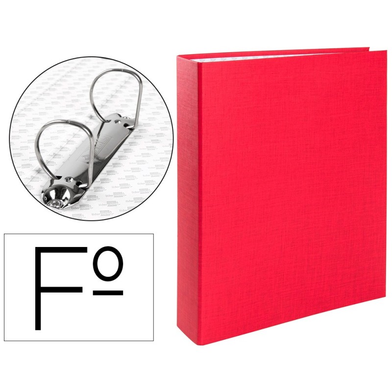 CARPETA DE 2 ANILLAS 40MM MIXTAS LIDERPAPEL FOLIO CARTON FORRADO PAPER COAT PLASTICO ROJA