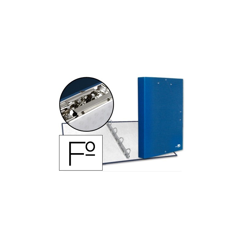 CARPETA DE 4 ANILLAS 25MM REDONDAS LIDERPAPEL FOLIO CARTON FORRADO PAPER COAT AZUL CON MINICLIP Y SOLAPAS